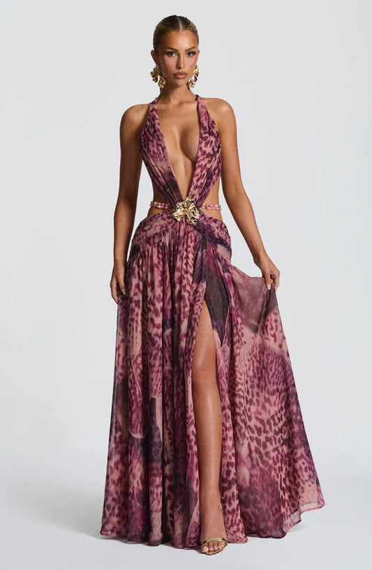 INDIANA | Vestido largo de diseño con escote halter