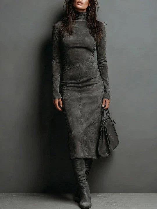 Loren | Vestido midi marrón largo