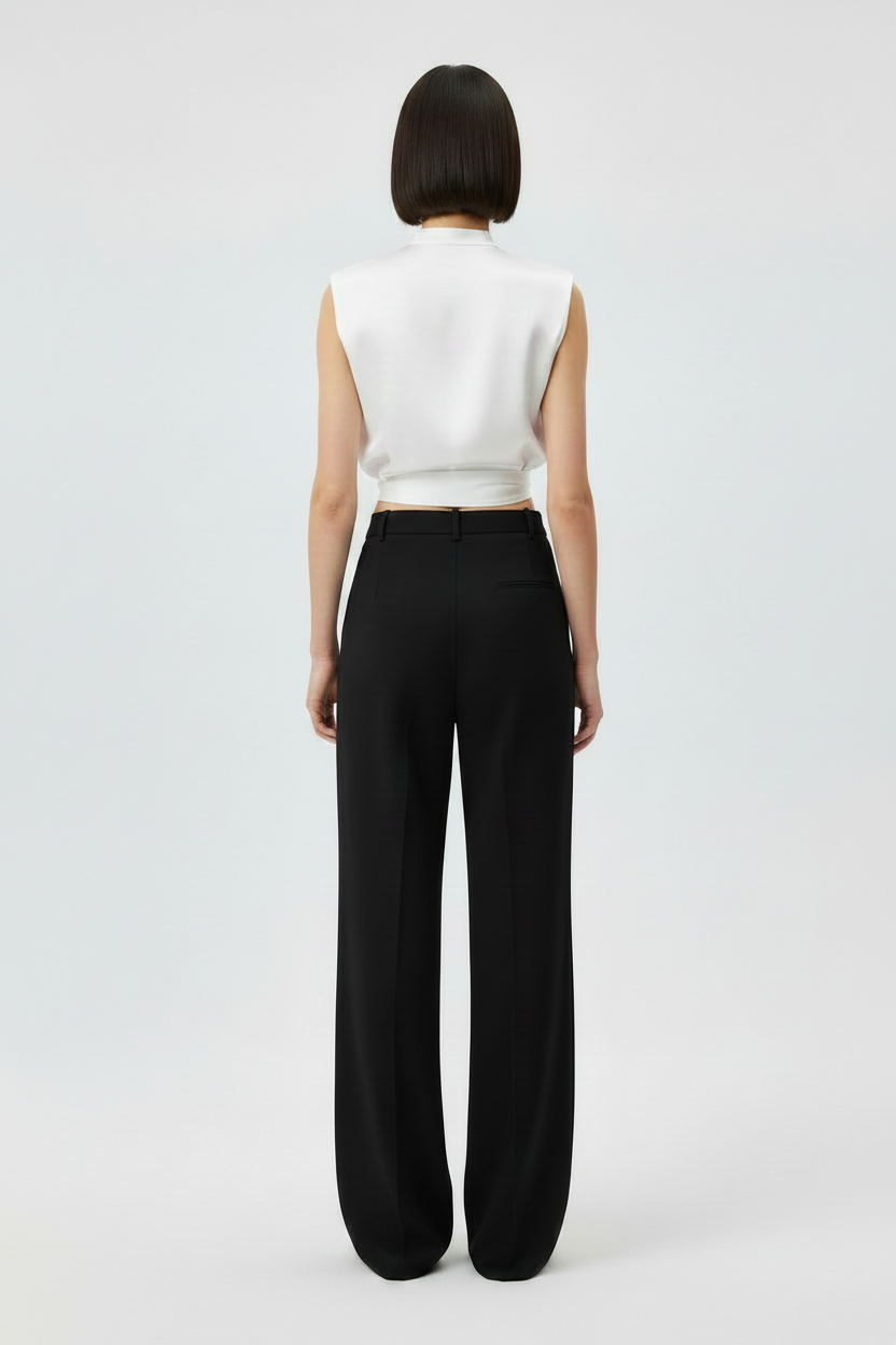 RENZA | Blusa con Textura Satinada y Lazo Largo Cruzado