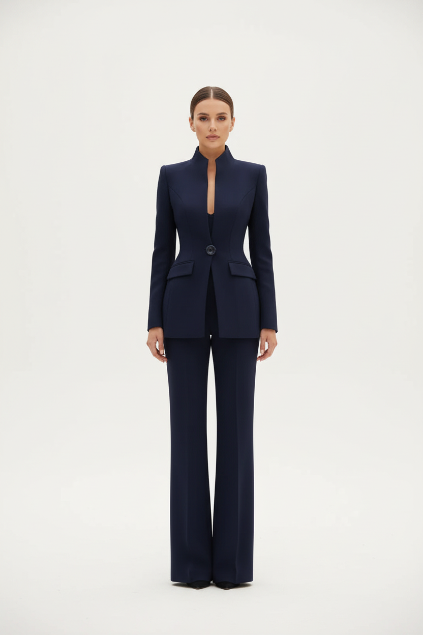 GIA | Conjunto de blazer entallado y pantalón palazzo
