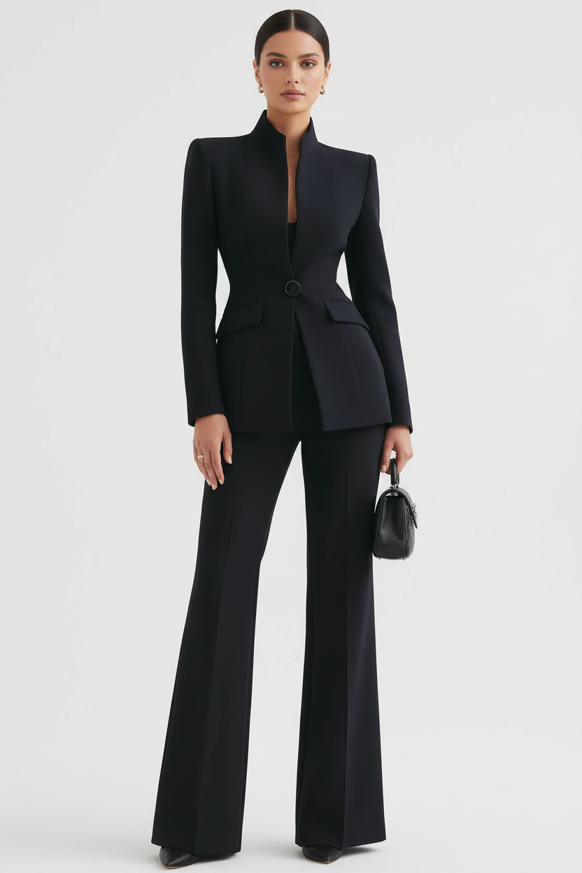 GIA | Conjunto de blazer entallado y pantalón palazzo